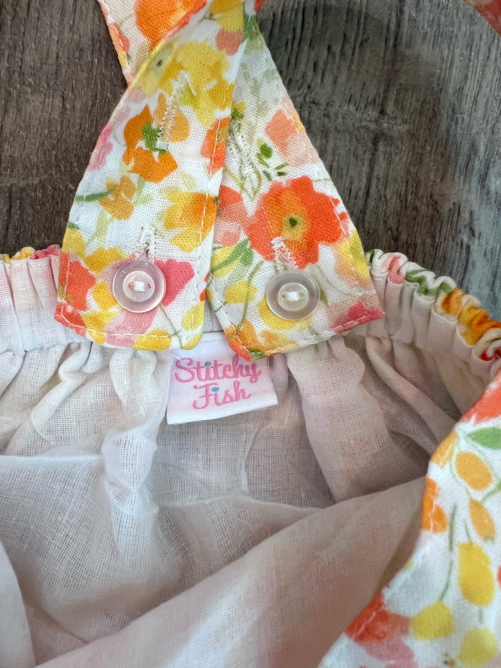 Floral Ruffle Butt Romper - Orange & Yellow - 3T - Picture 3 of 7